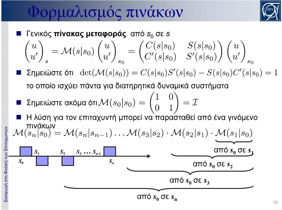 Επιταχυντώ ών Η λύση για τον επιταχυντή μπορεί να παρασταθεί από ένα γινόμενο πινάκων
