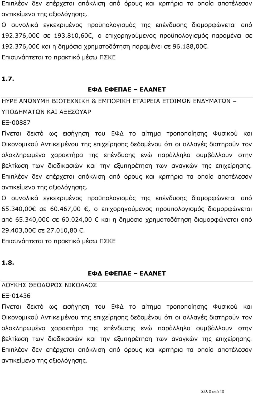 ,00 και η δημόσια χρηματοδότηση παραμένει σε 96.188,00. 1.7.