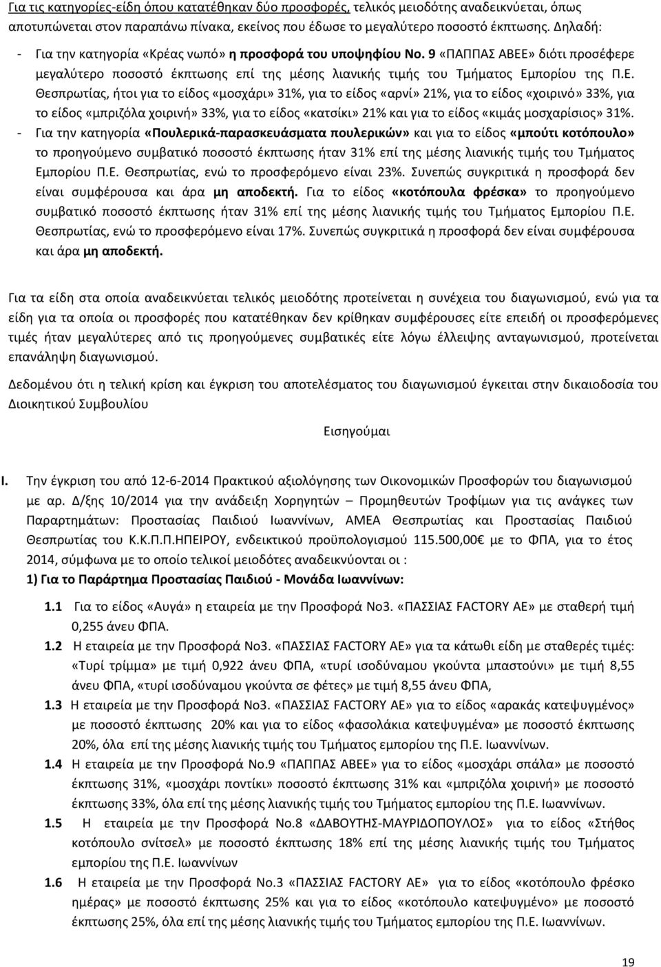 » διότι προσέφερε μεγαλύτερο ποσοστό έκπτωσης επί της μέσης λιανικής τιμής του Τμήματος Εμ