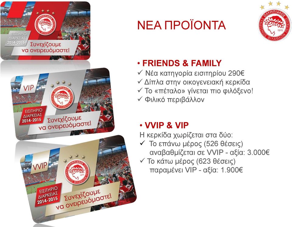 Φιλικό περιβάλλον VVIP & VIP H κερκίδα χωρίζεται στα δύο: Το επάνω μέρος