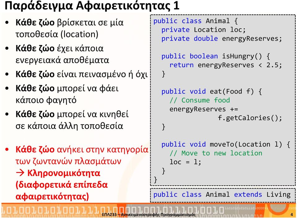 public class Animal { private Location loc; private double energyreserves; public boolean ishungry() { return energyreserves < 2.