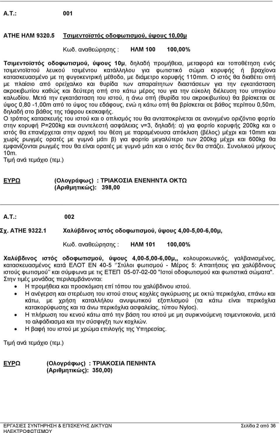 κατασκευασμένο με τη φυγοκεντρική μέθοδο, με διάμετρο κορυφής 110mm.