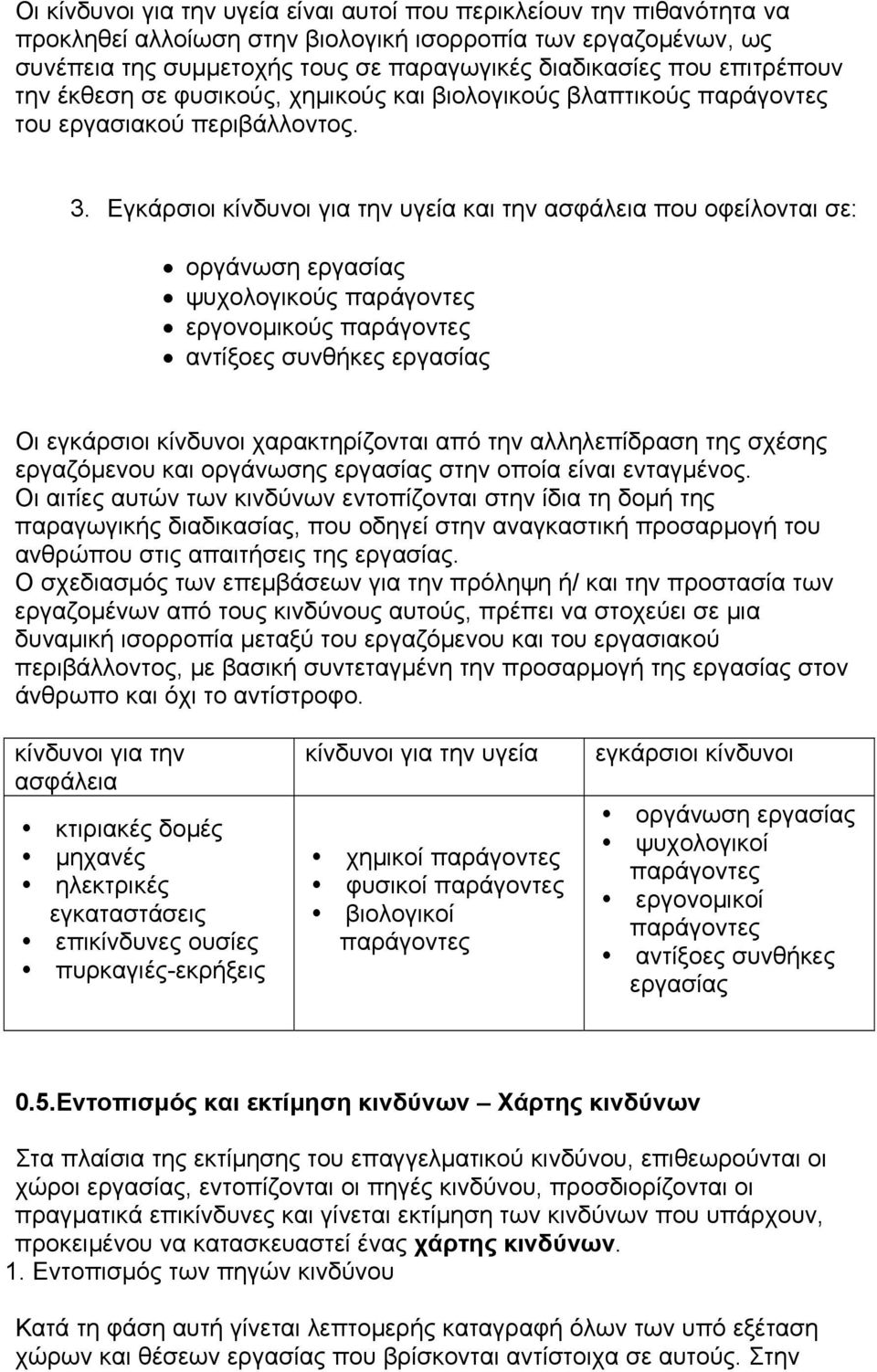 Εγκάρσιοι κίνδυνοι για την υγεία και την ασφάλεια που οφείλονται σε: οργάνωση εργασίας ψυχολογικούς παράγοντες εργονοµικούς παράγοντες αντίξοες συνθήκες εργασίας Οι εγκάρσιοι κίνδυνοι χαρακτηρίζονται