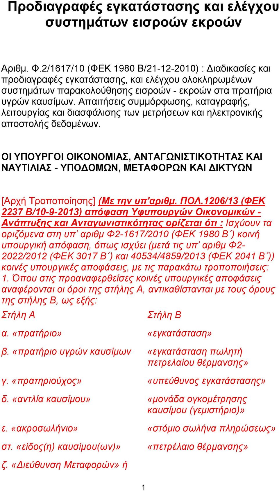 Απαιτήσεις συμμόρφωσης, καταγραφής, λειτουργίας και διασφάλισης των μετρήσεων και ηλεκτρονικής αποστολής δεδομένων.