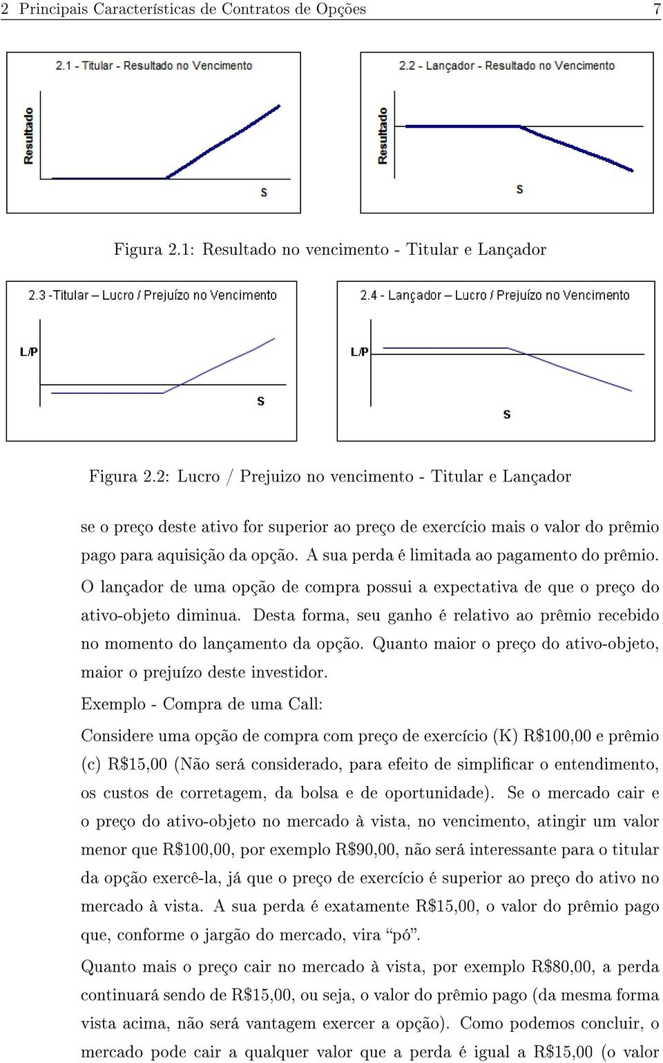 A sua perda é limitada ao pagamento do prêmio. O lançador de uma opção de compra possui a expectativa de que o preço do ativo-objeto diminua.