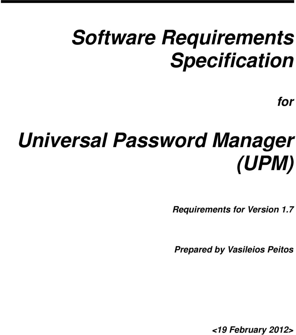 Requirements for Version 1.
