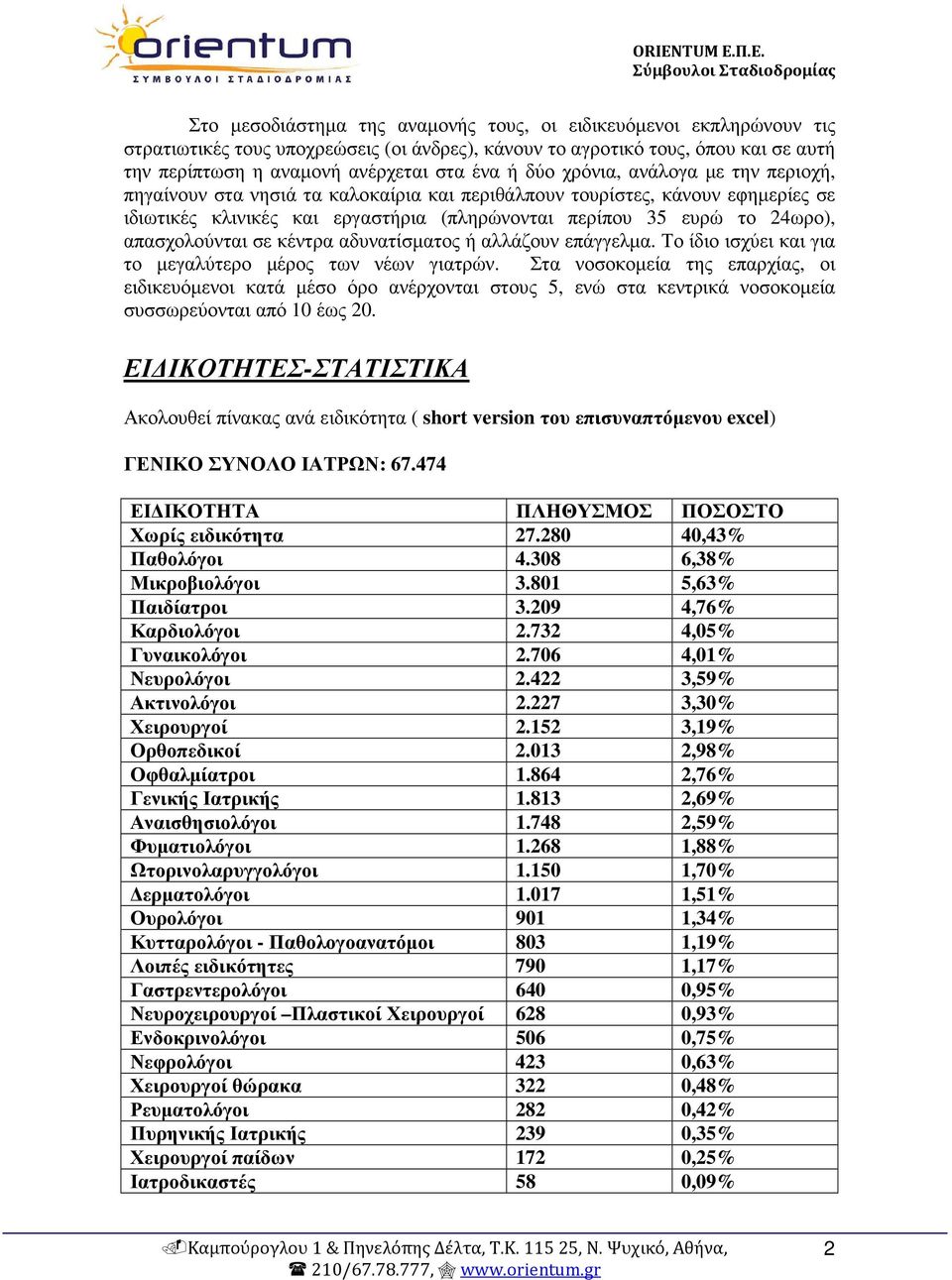 απασχολούνται σε κέντρα αδυνατίσµατος ή αλλάζουν επάγγελµα. Το ίδιο ισχύει και για το µεγαλύτερο µέρος των νέων γιατρών.