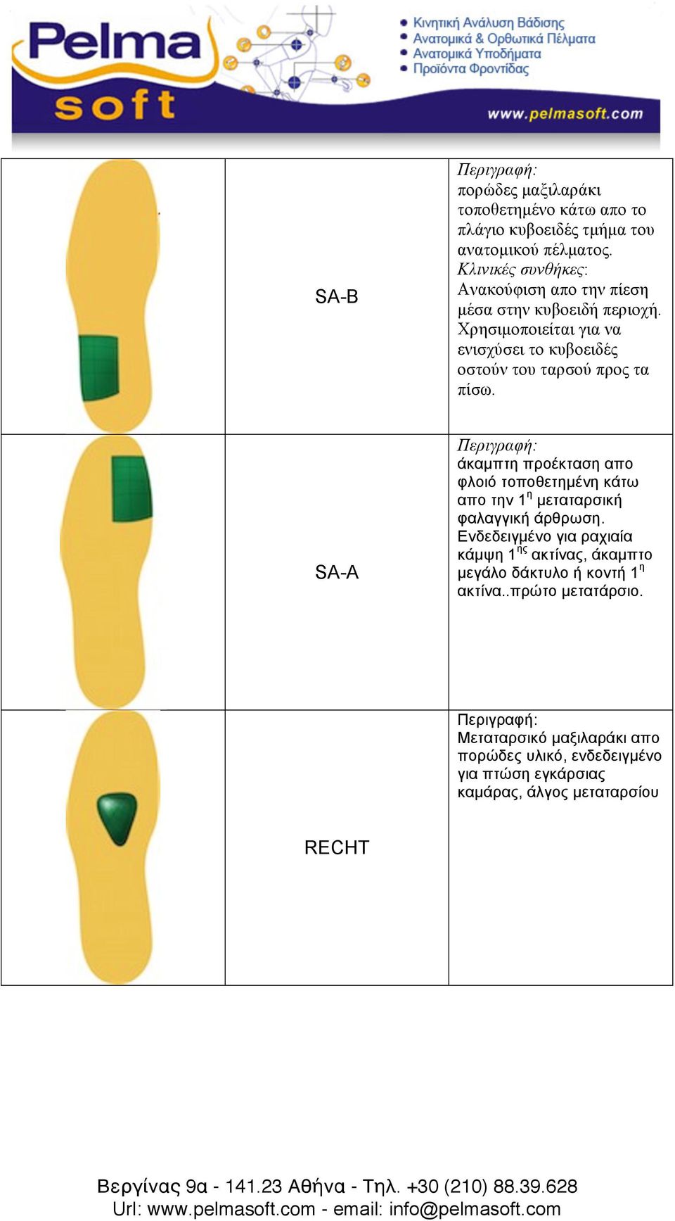 SA-A άκαµπτη προέκταση απο φλοιό τοποθετηµένη κάτω απο την 1 η µεταταρσική φαλαγγική άρθρωση.