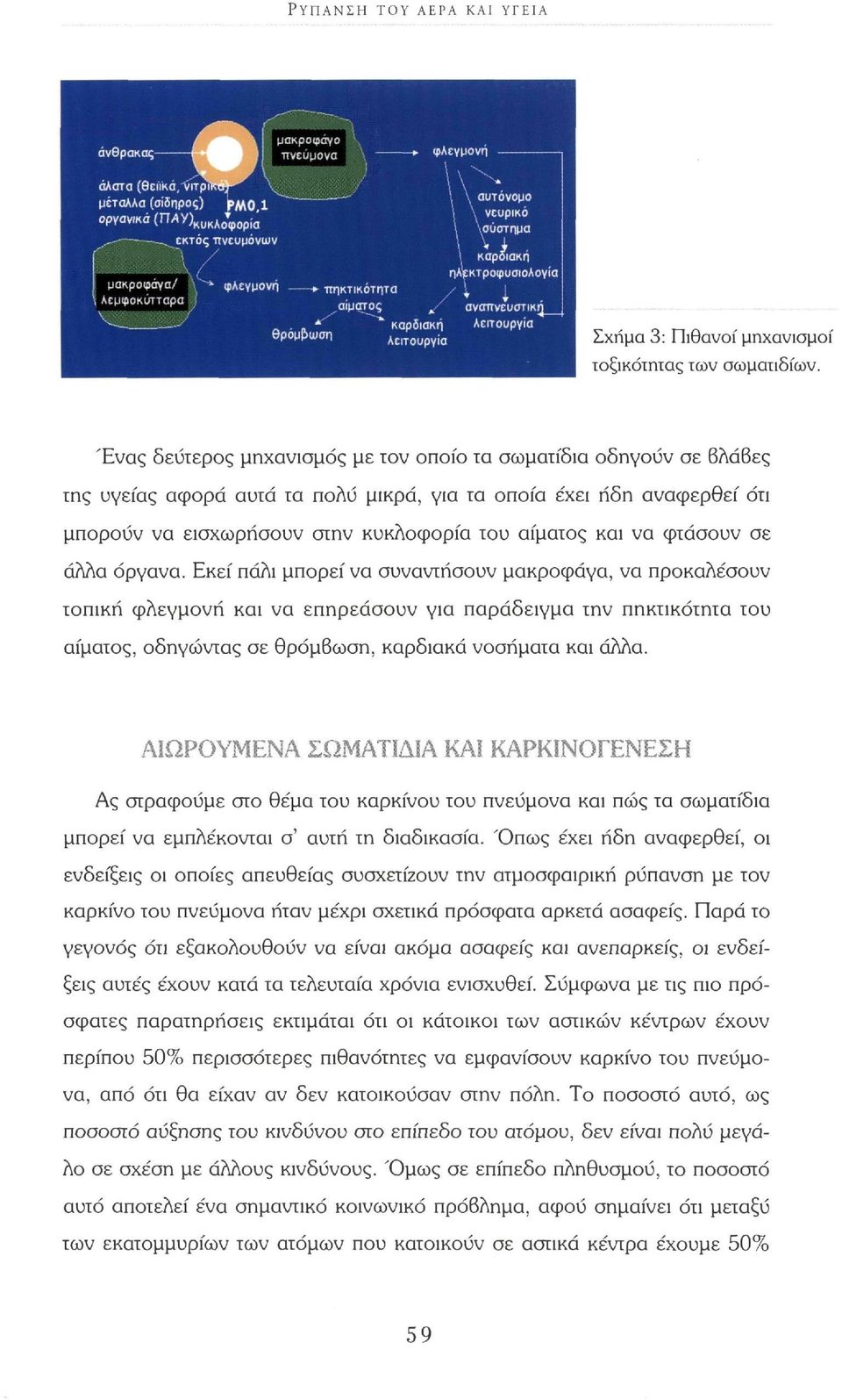 Ένας δεύτερος μηχανισμός με τον οποίο τα σωματίδια οδηγούν σε βλάβες της υγείας αφορά αυτά τα πολύ μικρά, για τα οποία έχει ήδη αναφερθεί ότι μπορούν να εισχωρήσουν στην κυκλοφορία του αίματος και να