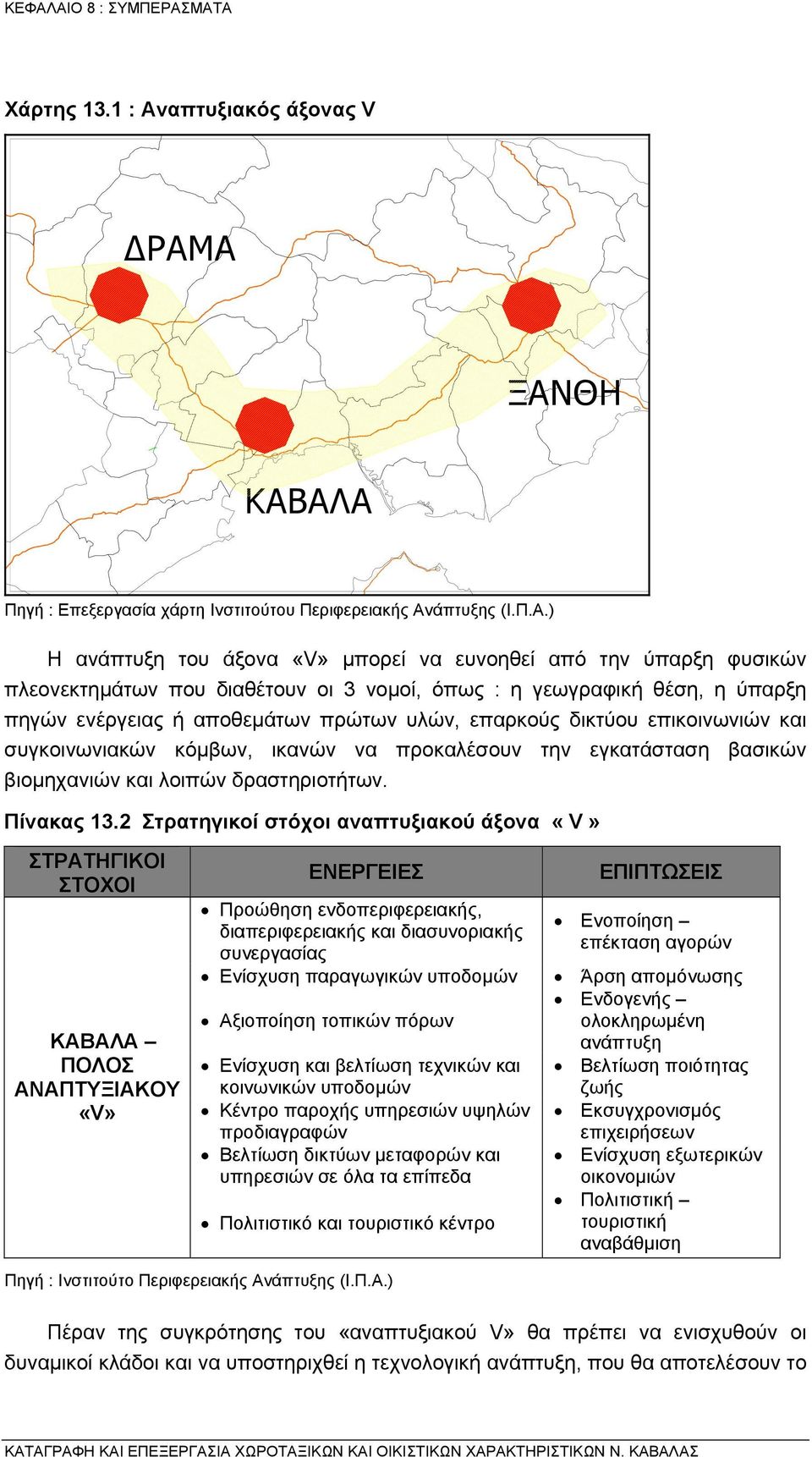 Α ΞΑΝΘΗ ΚΑΒΑΛΑ Πηγή : Επεξεργασία χάρτη Ινστιτούτου Περιφερειακής Ανάπτυξης (Ι.Π.Α.) Η ανάπτυξη του άξονα «V» µπορεί να ευνοηθεί από την ύπαρξη φυσικών πλεονεκτηµάτων που διαθέτουν οι 3 νοµοί, όπως :