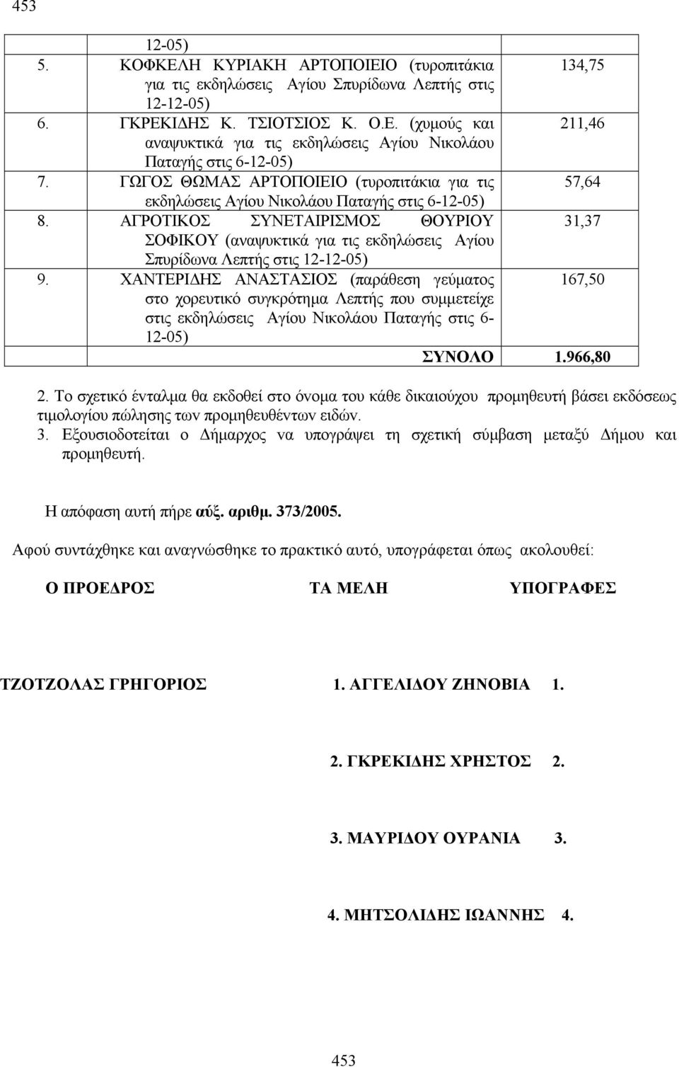 ΑΓΡΟΤΙΚΟΣ ΣΥΝΕΤΑΙΡΙΣΜΟΣ ΘΟΥΡΙΟΥ 31,37 ΣΟΦΙΚΟΥ (αναψυκτικά για τις εκδηλώσεις Αγίου Σπυρίδωνα Λεπτής στις 12-12-05) 9.