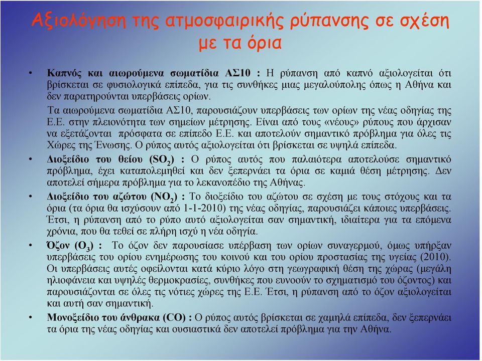 Είναι από τους «νέους» ρύπους που άρχισαν να εξετάζονται πρόσφατα σε επίπεδο Ε.Ε. και αποτελούν σημαντικό πρόβλημα για όλες τις Χώρες της Ένωσης.