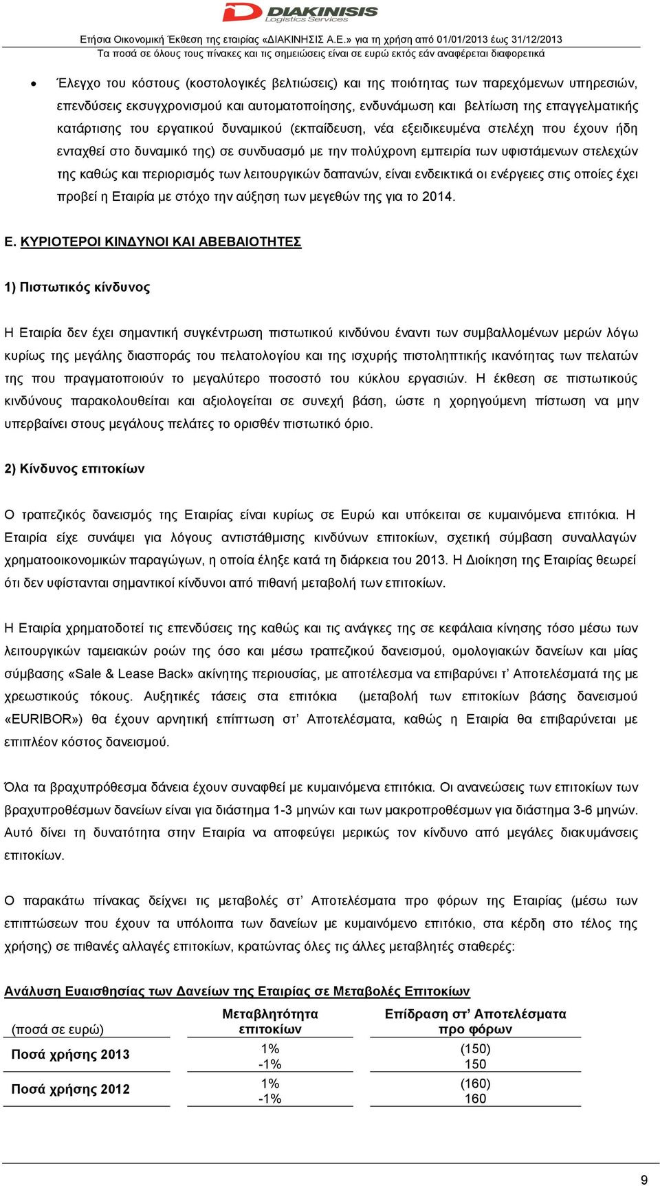 συνδυασμό με την πολύχρονη εμπειρία των υφιστάμενων στελεχών της καθώς και περιορισμός των λειτουργικών δαπανών, είναι ενδεικτικά οι ενέργειες στις οποίες έχει προβεί η Εταιρία με στόχο την αύξηση