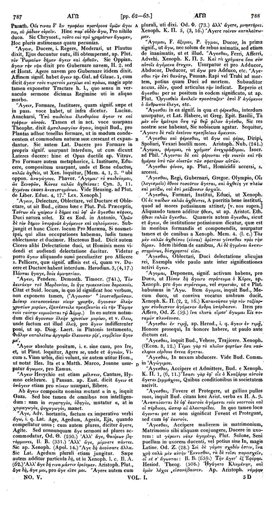 ήγμαι, Ducor, in prima "Aytiv, Ducere, i. Regere, Moderari, ut Plautus signif., ut άγω, nec solum de rebus animatis, sed etiam dixit, Ejus ducuntur nutu, illi obtemperant, ap. Plut.