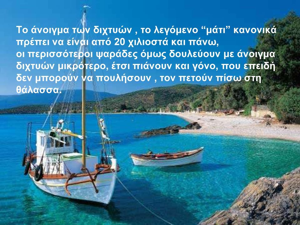 δουλεύουν με άνοιγμα διχτυών μικρότερο, έτσι πιάνουν και γόνο,