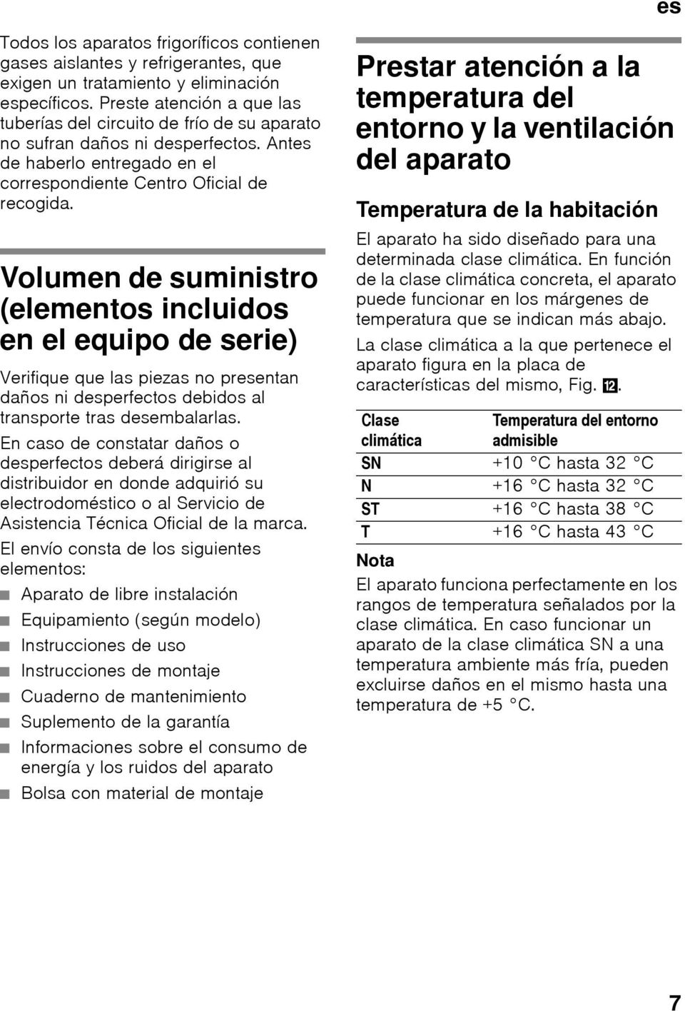 Volumen de suministro (elementos incluidos en el equipo de serie) Verifique que las piezas no presentan daños ni desperfectos debidos al transporte tras desembalarlas.