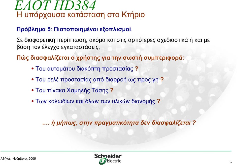 διασφαλίζεται ο χρήστης για την σωστή συμπεριφορά: Του αυτομάτου διακόπτη προστασίας?