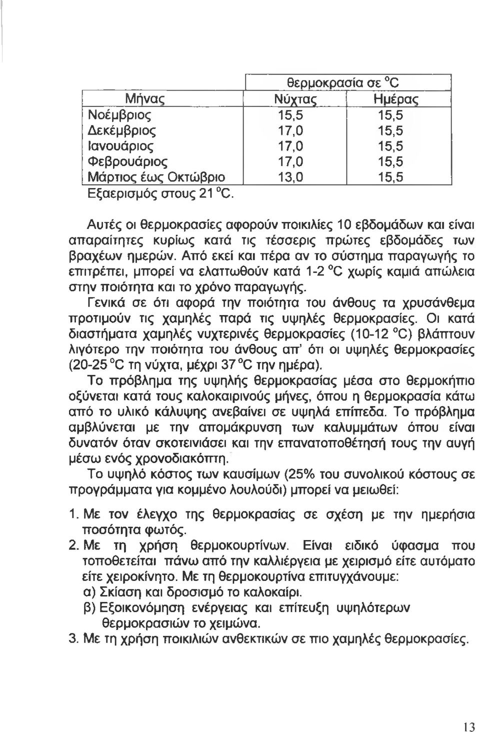 Από εκεί και πέρα αν το σύστημα παραγωγής το επιτρέπει, μπορεί να ελαττωθούν κατά 1-2 0 χωρίς καμιά απώλεια στην ποιότητα και το χρόνο παραγωγής.