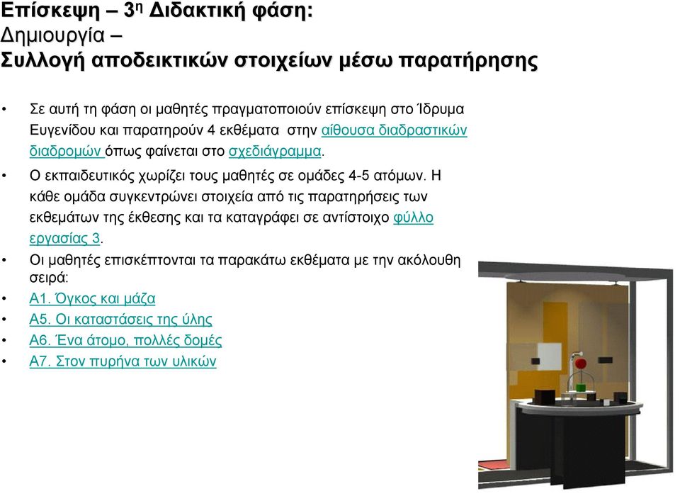 Ο εκπαιδευτικός χωρίζει τους μαθητές σε ομάδες 4-5 ατόμων.