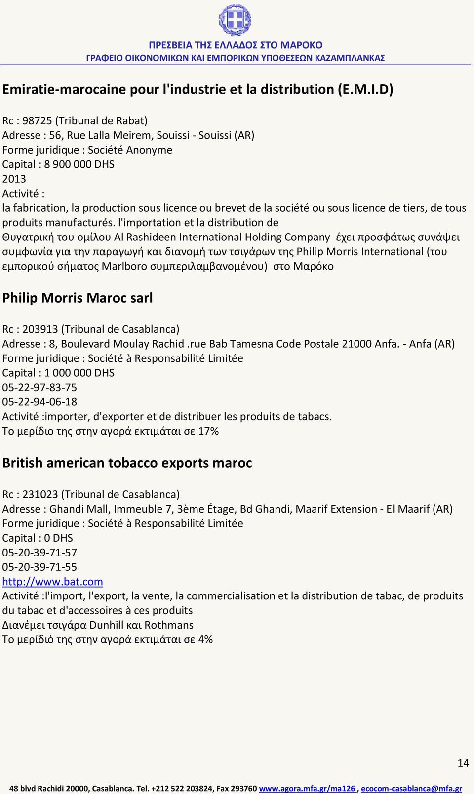 licence ou brevet de la société ou sous licence de tiers, de tous produits manufacturés.