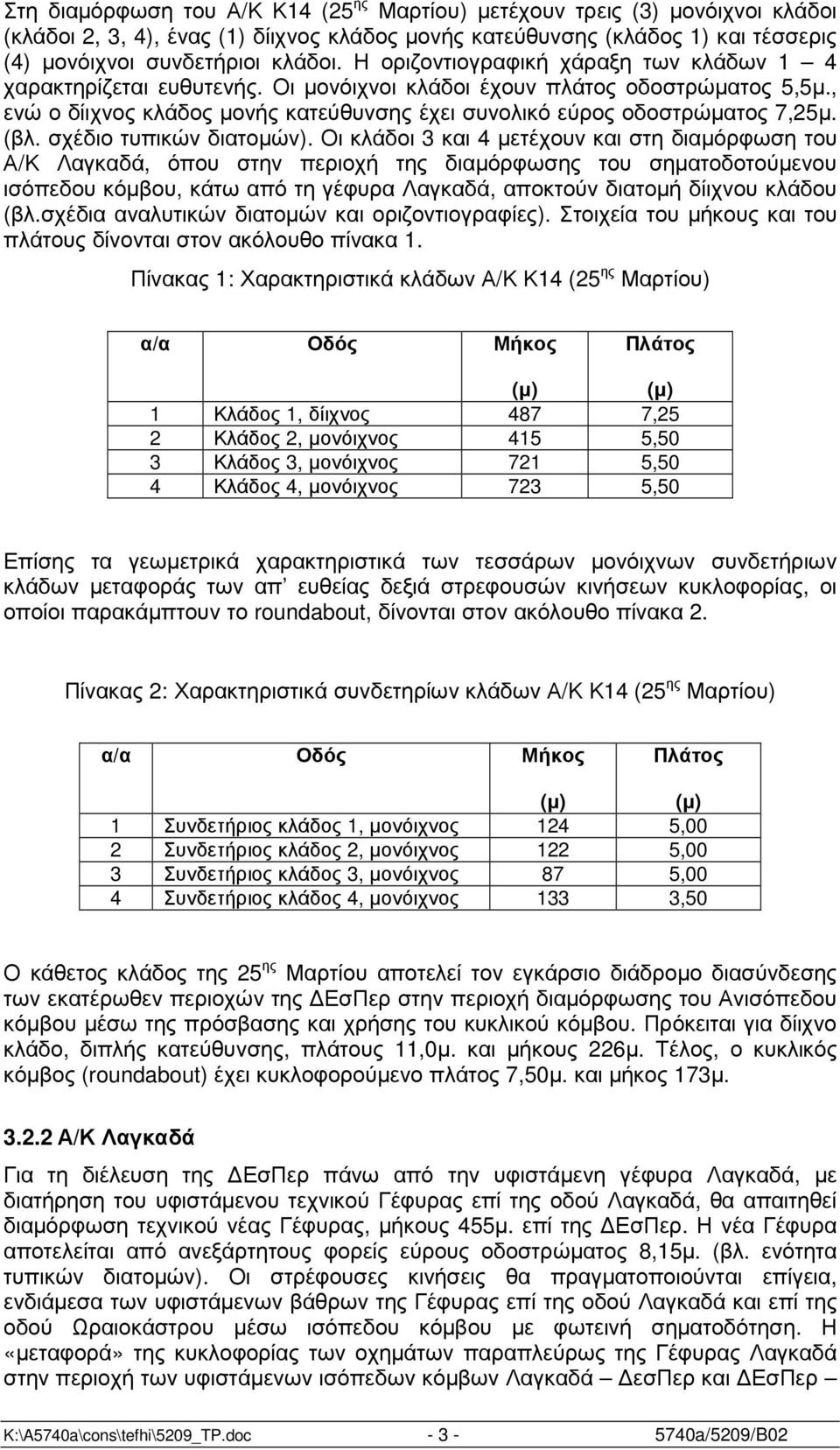 (βλ. σχέδιο τυπικών διατοµών).