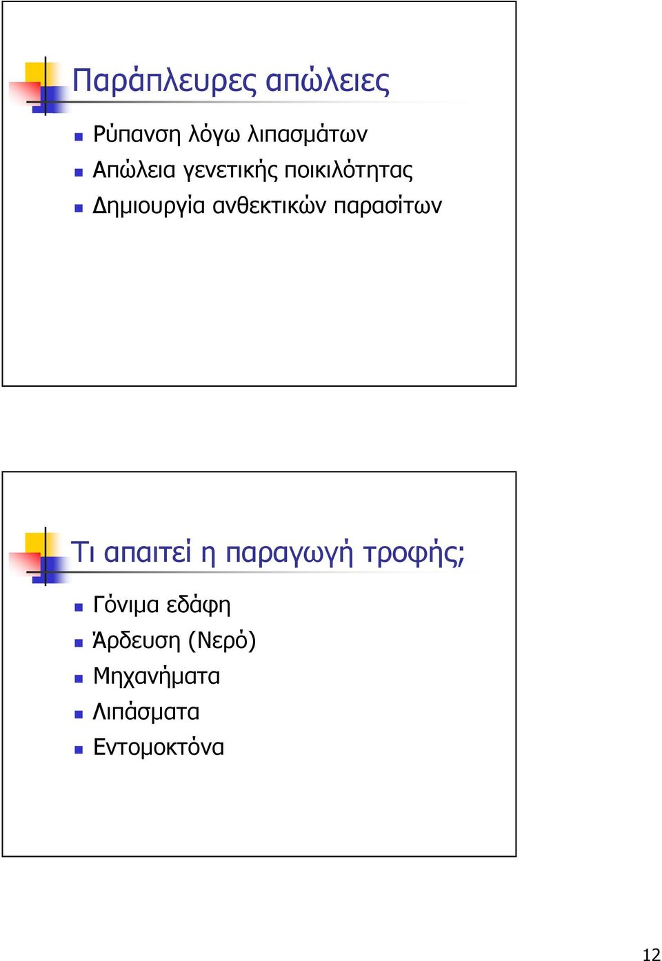 ανθεκτικών παρασίτων Τι απαιτεί η παραγωγή