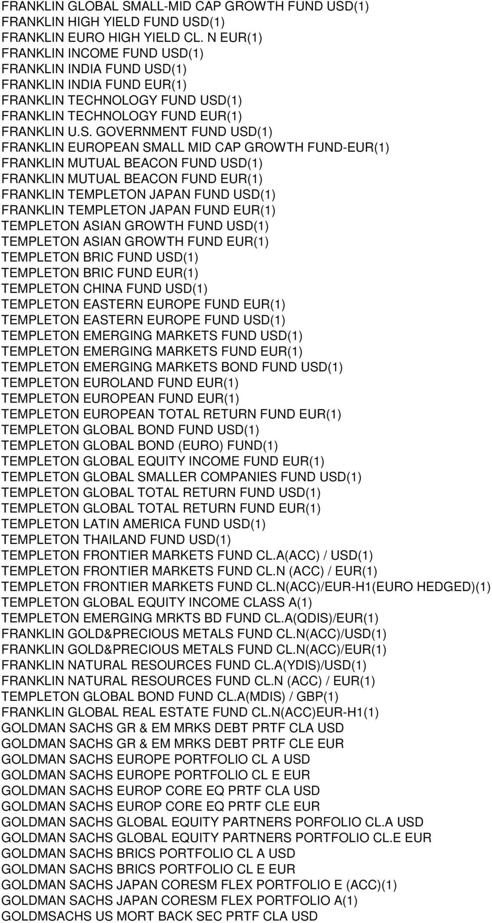 (1) FRANKLIN INDIA FUND USD