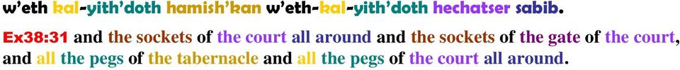 Ex38:31 and the sockets of the court all around and the