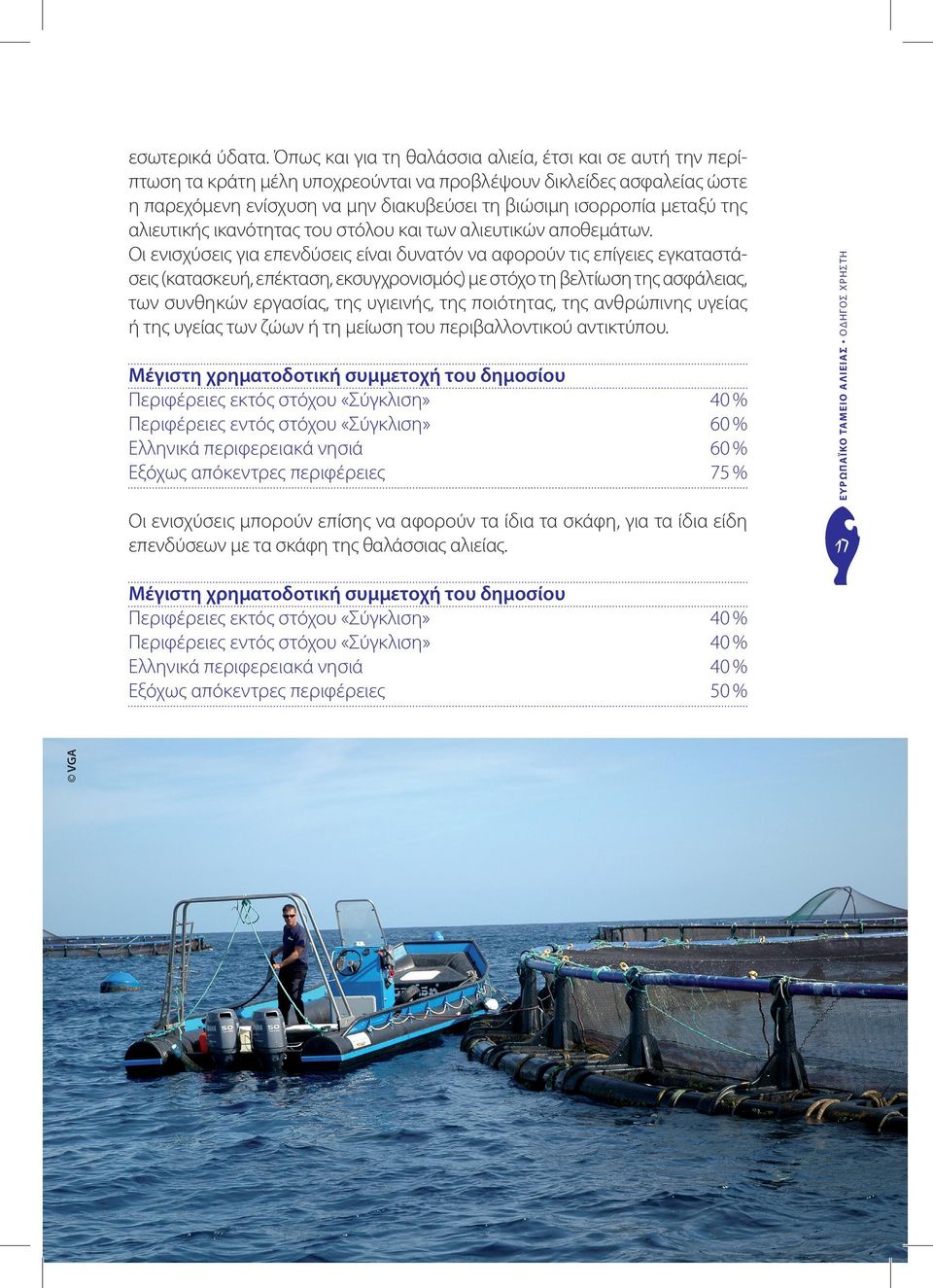 VGA Μέγιστη χρηματοδοτική συμμετοχή του δημοσίου Περιφέρειες εκτός στόχου «Σύγκλιση» Περιφέρειες εντός στόχου «Σύγκλιση» Ελληνικά περιφερειακά νησιά Εξόχως απόκεντρες περιφέρειες 40 % 40 % 40 % 50 %