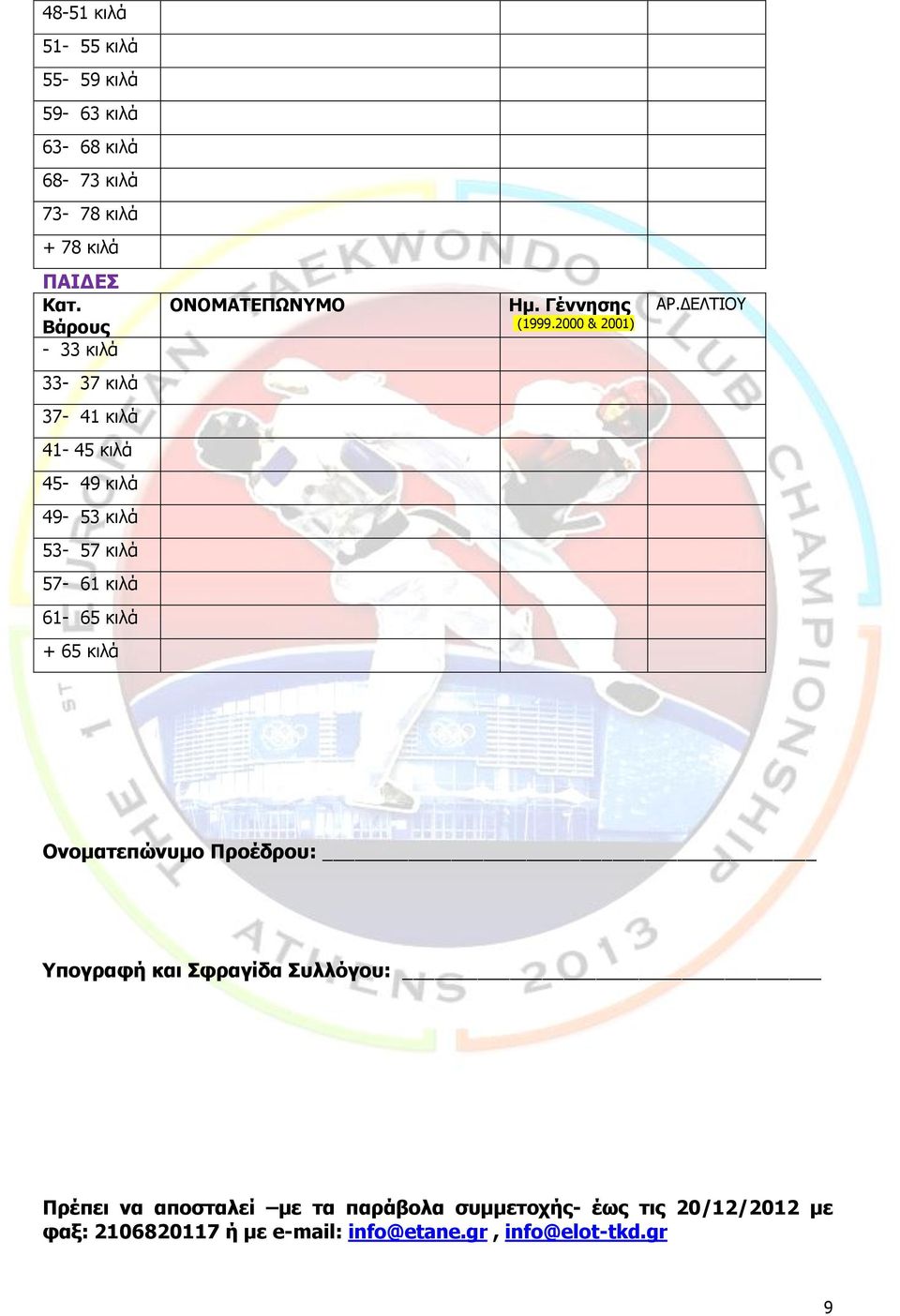 ΔΕΛΤΙΟΥ 33-37 κιλά 37-41 κιλά 41-45 κιλά 45-49 κιλά 49-53 κιλά 53-57 κιλά 57-61 κιλά 61-65 κιλά + 65 κιλά