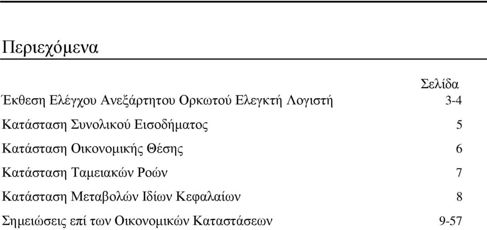 Εισοδήµατος 5 Κατάσταση Οικονοµικής Θέσης 6
