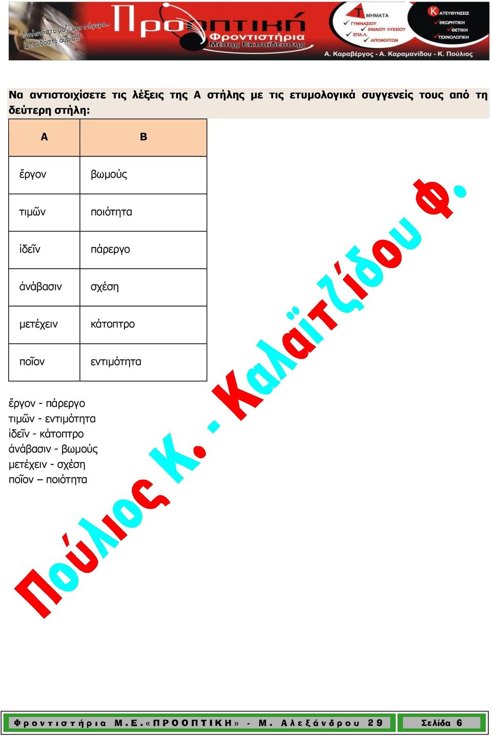 κάτοπτρο ποῖον εντιμότητα ἔργον - πάρεργο τιμῶν - εντιμότητα ἰδεῖν - κάτοπτρο ἀνάβασιν