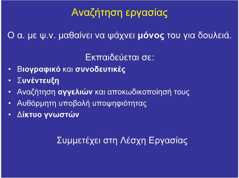 Αναζήτηση αγγελιών και αποκωδικοποίησή τους Αυθόρµητη υποβολή