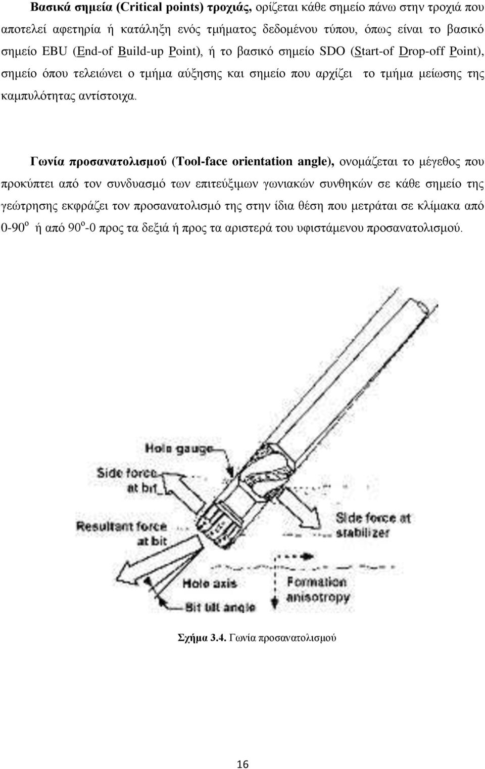 Γωνία προσανατολισμού (Tool-face orientation angle), ονομάζεται το μέγεθος που προκύπτει από τον συνδυασμό των επιτεύξιμων γωνιακών συνθηκών σε κάθε σημείο της γεώτρησης εκφράζει