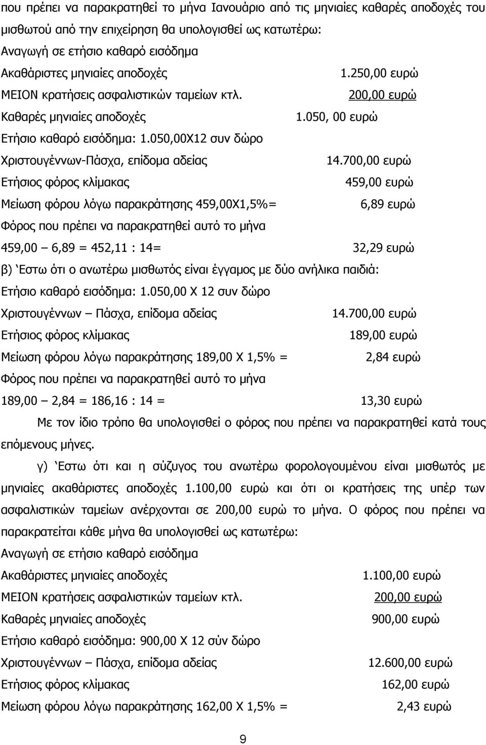 050,00Χ12 συν δώρο Χριστουγέννων-Πάσχα, επίδομα αδείας 14.