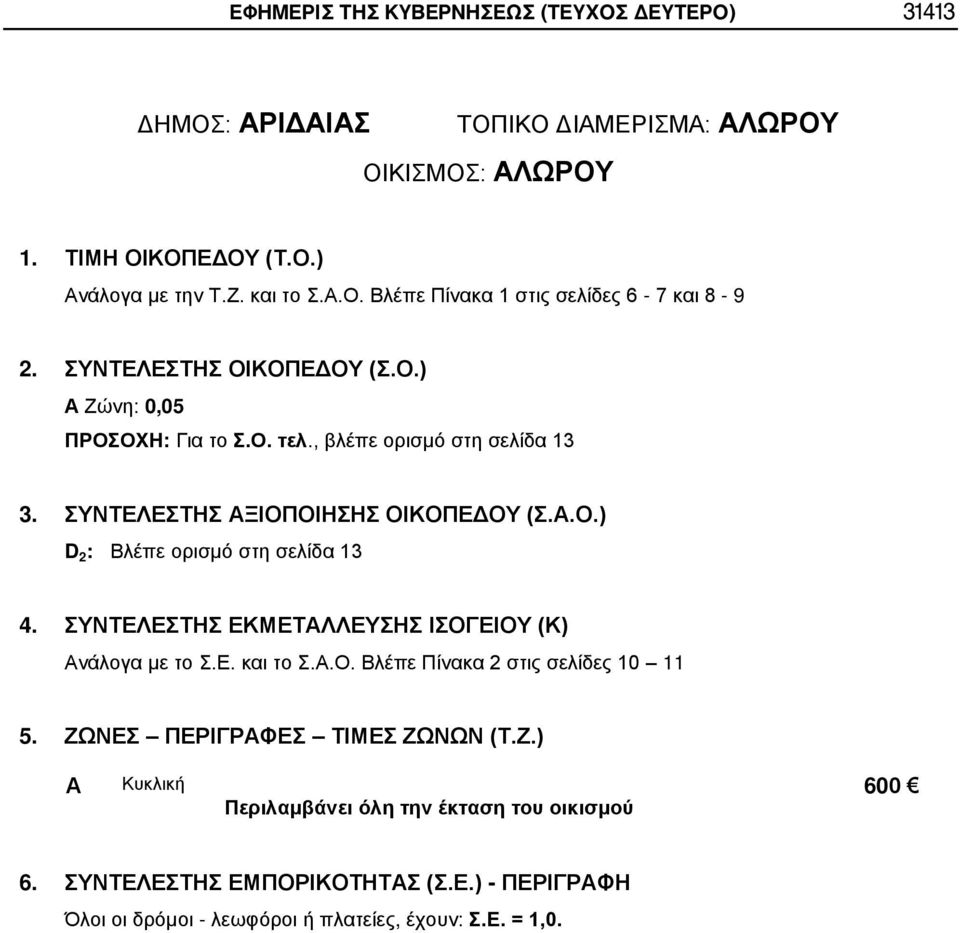 ΣΥΝΤΕΛΕΣΤΗΣ ΞΙΟΠΟΙΗΣΗΣ ΟΙΚΟΠΕΔΟΥ (Σ..Ο.) 4. ΣΥΝΤΕΛΕΣΤΗΣ ΕΚΜΕΤΛΛΕΥΣΗΣ ΙΣΟΓΕΙΟΥ (Κ) νάλογα με το Σ.Ε. και το Σ.