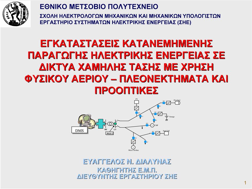 ΧΡΗΣΗ ΦΥΣΙΚΟΥ ΑΕΡΙΟΥ ΠΛΕΟΝΕΚΤΗΜΑΤΑ ΚΑΙ ΠΡΟΟΠΤΙΚΕΣ PV MC AC DC Flywheel DC AC MC MC LC AC DC LC Storage LC DMS MV