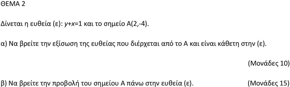 το Α και είναι κάθετη στην (ε).