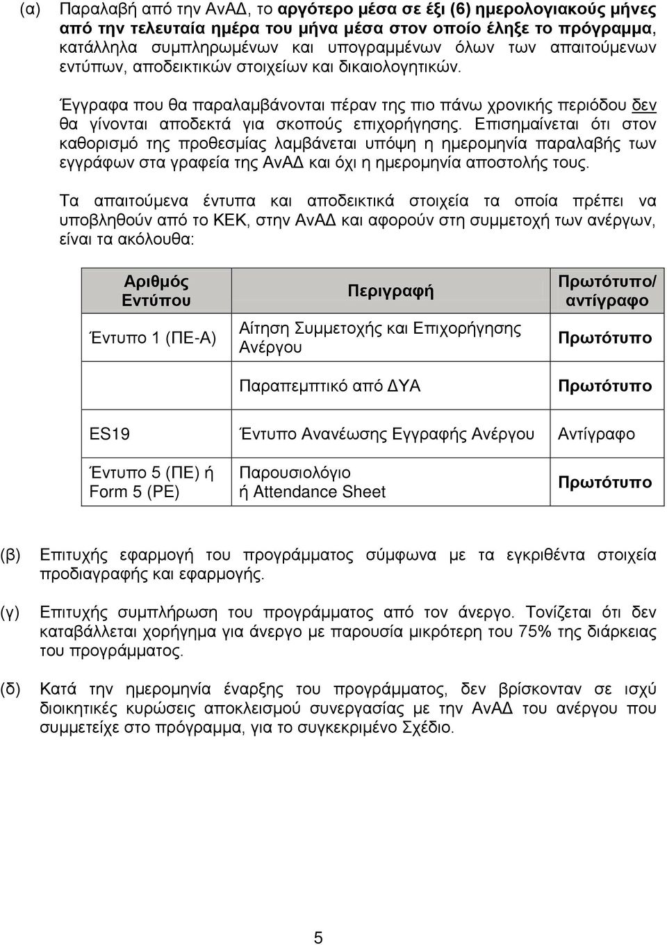 Επισημαίνεται ότι στον καθορισμό της προθεσμίας λαμβάνεται υπόψη η ημερομηνία παραλαβής των εγγράφων στα γραφεία της ΑνΑΔ και όχι η ημερομηνία αποστολής τους.