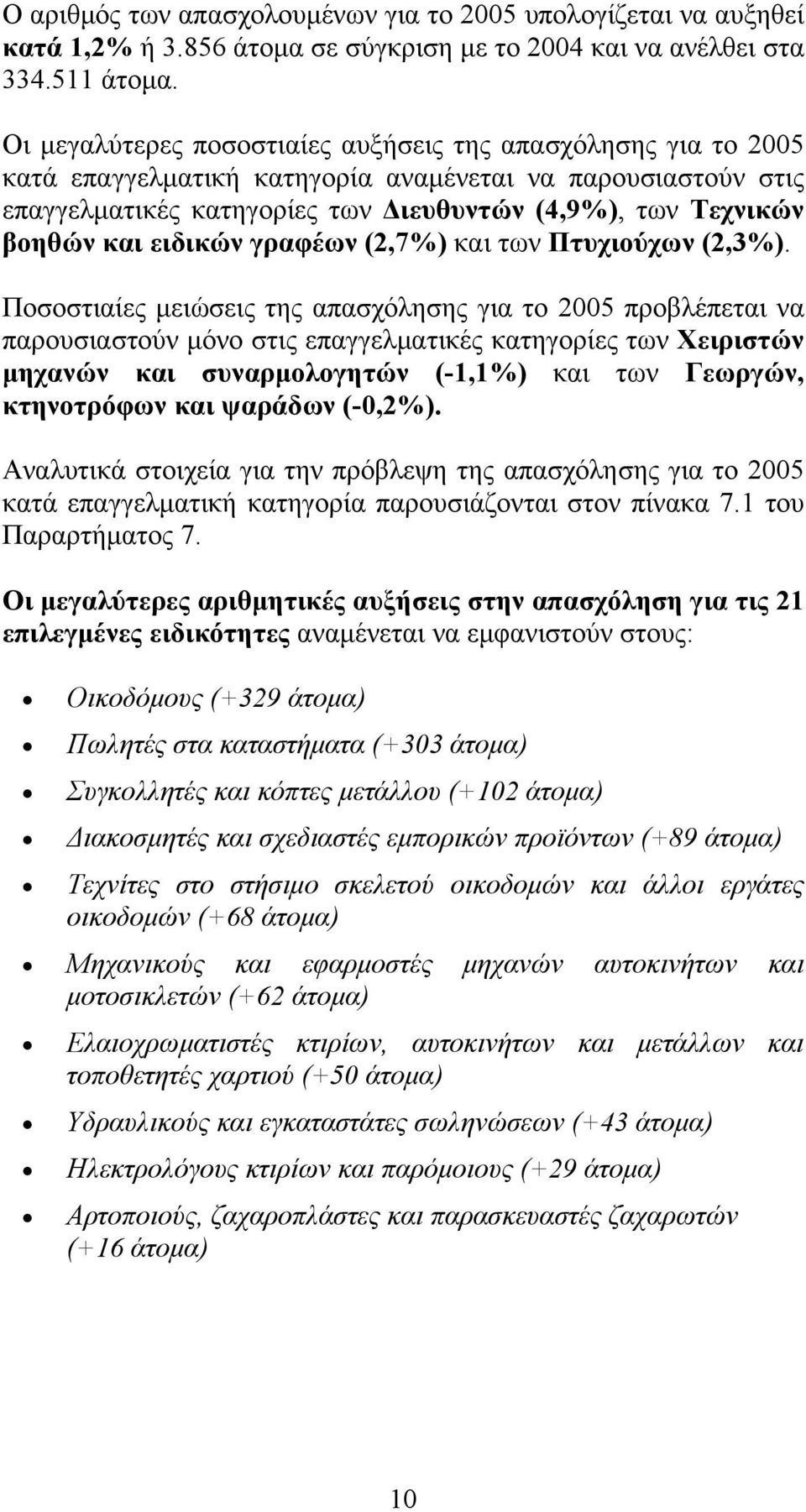 ειδικών γραφέων (2,7%) και των Πτυχιούχων (2,3%).