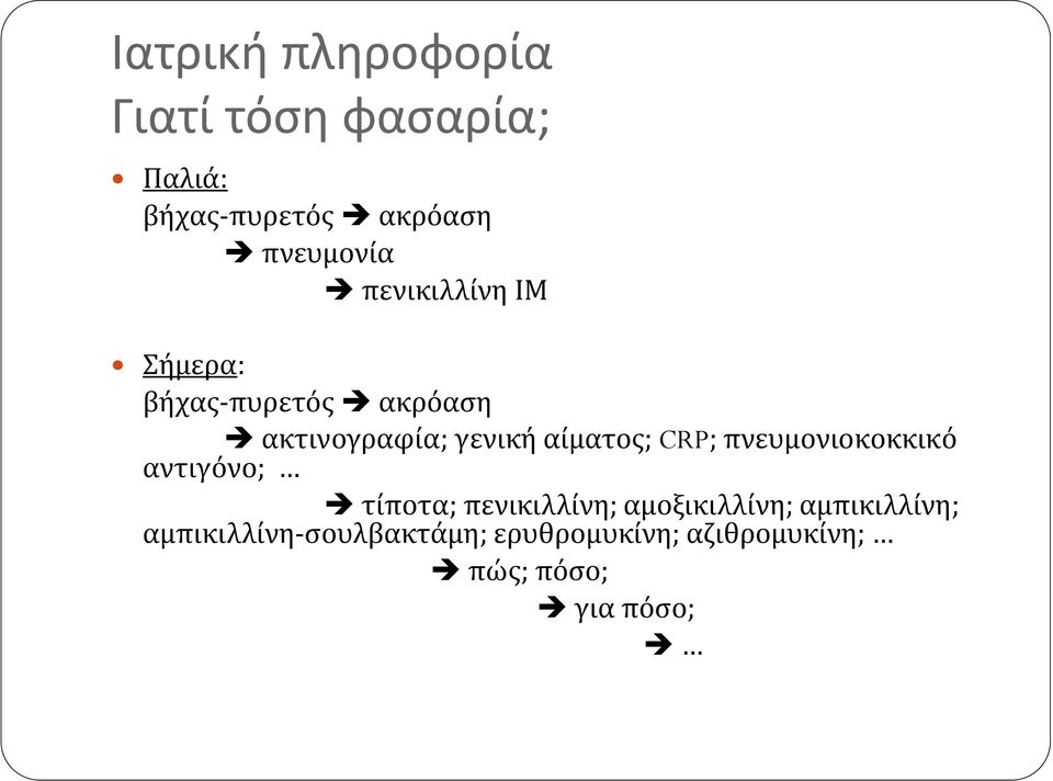 αίματος; CRP; πνευμονιοκοκκικό αντιγόνο; τίποτα; πενικιλλίνη; αμοξικιλλίνη;