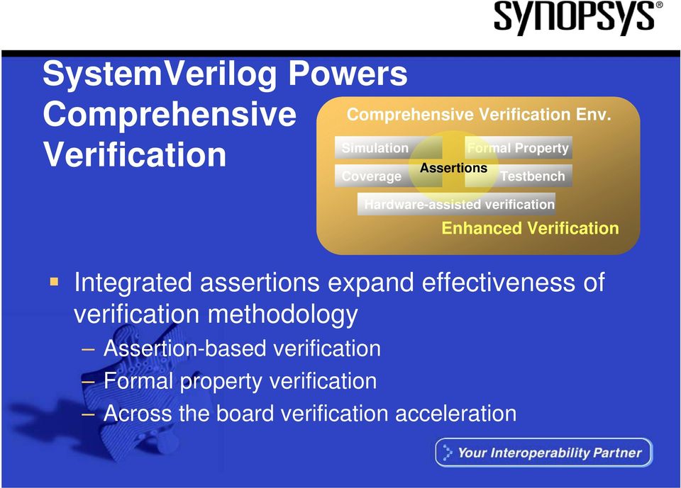 verification Enhanced Verification Integrated assertions expand effectiveness of