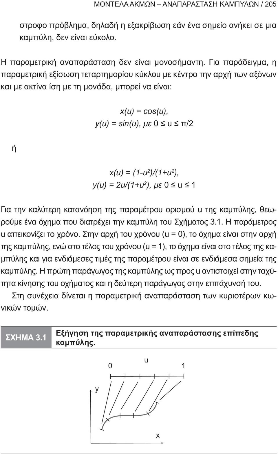 /2 x(u) = (1-u 2 )/(1+u 2 ), y(u) =