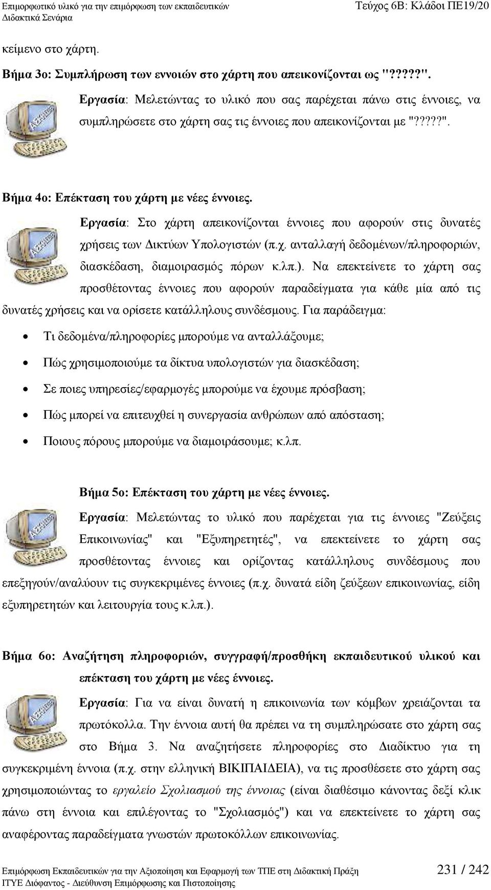 Δξγαζία: ην ράξηε απεηθνλίδνληαη έλλνηεο πνπ αθνξνχλ ζηηο δπλαηέο ρξήζεηο ησλ Γηθηχσλ Τπνινγηζηψλ (π.ρ. αληαιιαγή δεδνκέλσλ/πιεξνθνξηψλ, δηαζθέδαζε, δηακνηξαζκφο πφξσλ θ.ιπ.).