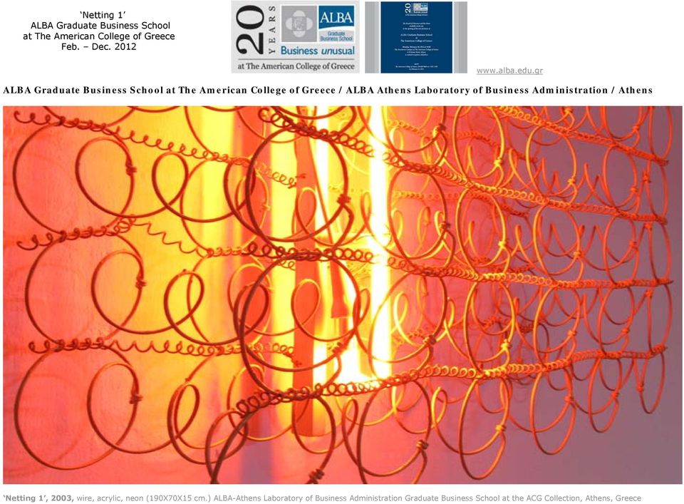 Business Administration / Athens Netting 1, 2003, wire, acrylic, neon (190X70X15 cm.