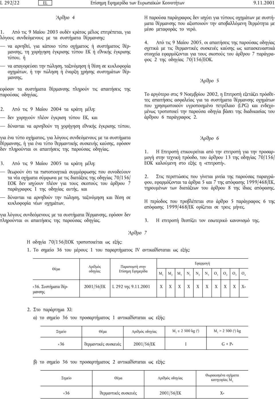 εθνικής έγκρισης τύπου, ή να απαγορεύσει την πώληση, ταξινόµηση ή θέση σε κυκλοφορία οχηµάτων, ή την πώληση ή έναρξη χρήσης συστηµάτων θέρ- µανσης, εφόσον τα συστήµατα θέρµανσης πληρούν τις