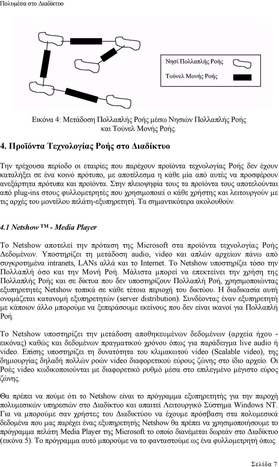 Προϊόντα Τεχνολογίας Ροής στο ιαδίκτυο Την τρέχουσα περίοδο οι εταιρίες που παρέχουν προϊόντα τεχνολογίας Ροής δεν έχουν καταλήξει σε ένα κοινό πρότυπο, µε αποτέλεσµα η κάθε µία από αυτές να