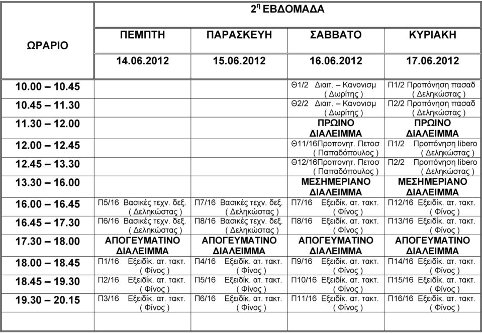 15 Π3/16 Εξειδίκ. ατ. τακτ. Π7/16 Βασικές τεχν. δεξ. Π8/16 Βασικές τεχν. δεξ. Π4/16 Εξειδίκ. ατ. τακτ. Π5/16 Εξειδίκ. ατ. τακτ. Π6/16 Εξειδίκ. ατ. τακτ. Π7/16 Εξειδίκ. ατ. τακτ. Π8/16 Εξειδίκ. ατ. τακτ. Π9/16 Εξειδίκ.