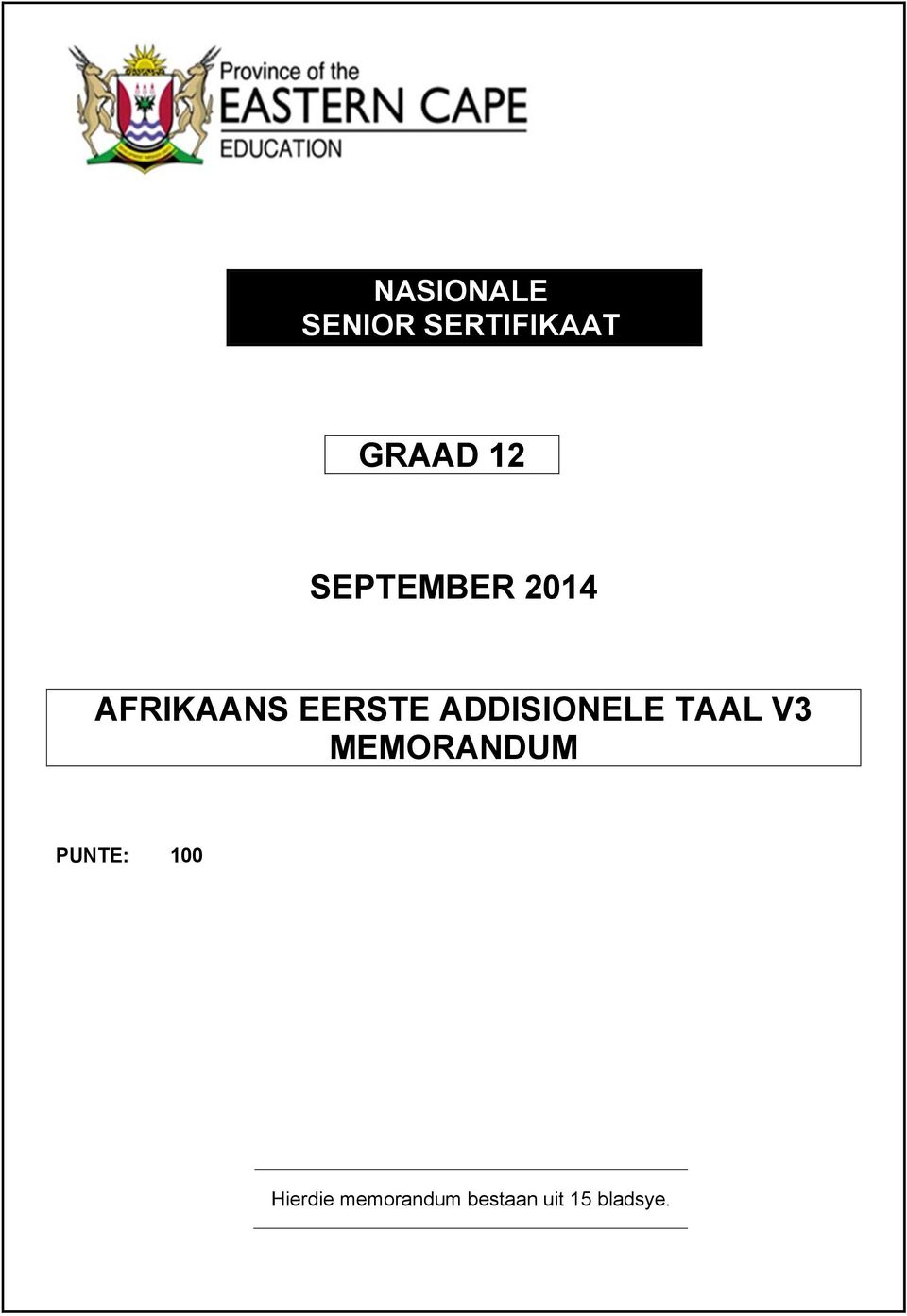 ADDISIONELE TAAL V3 MEMORANDUM PUNTE:
