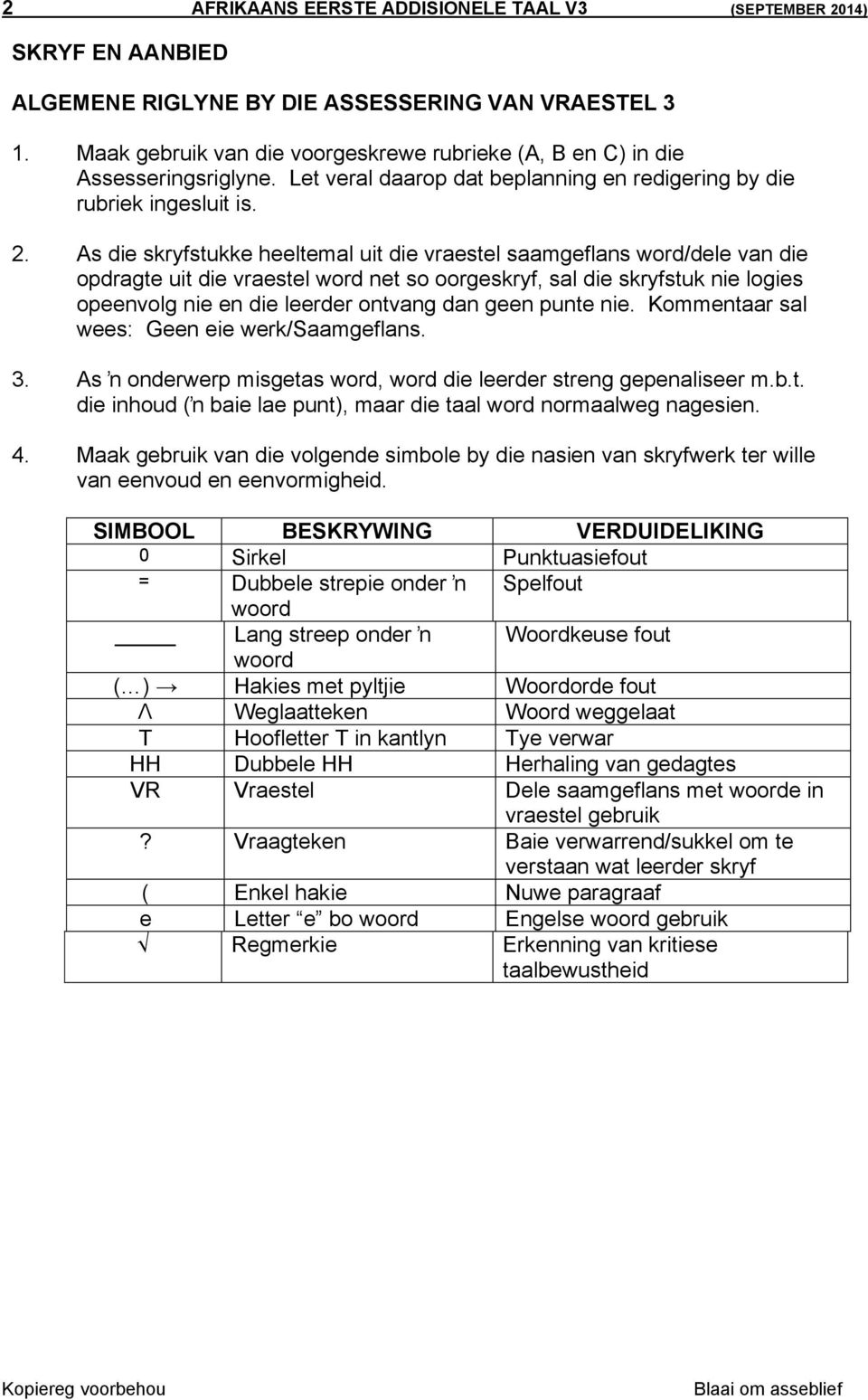As die skryfstukke heeltemal uit die vraestel saamgeflans word/dele van die opdragte uit die vraestel word net so oorgeskryf, sal die skryfstuk nie logies opeenvolg nie en die leerder ontvang dan